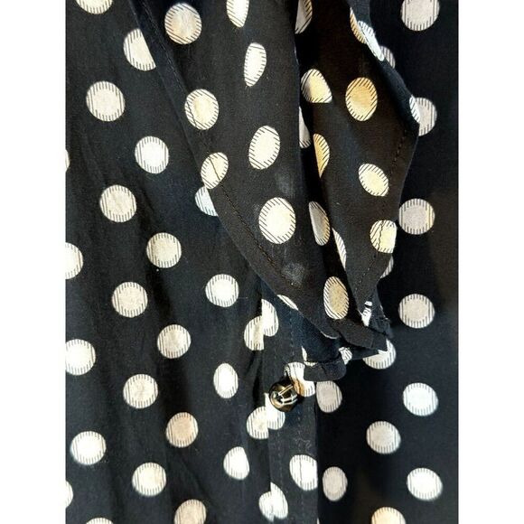 Anthropologie Maeve Ruffle V-Neck Sleeveless Blouse in Black/White Size 2 - Picture 5 of 6